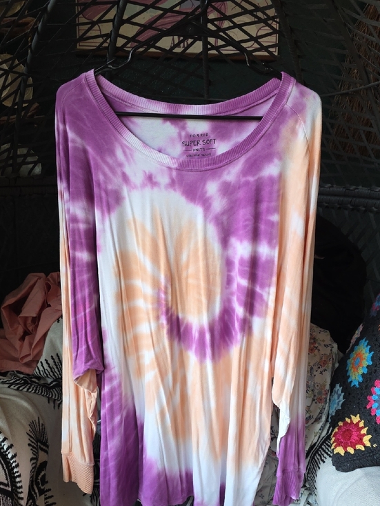 torrid Tops - Torrid Purple & Peach Tie-Dye Long Sleeve Top
